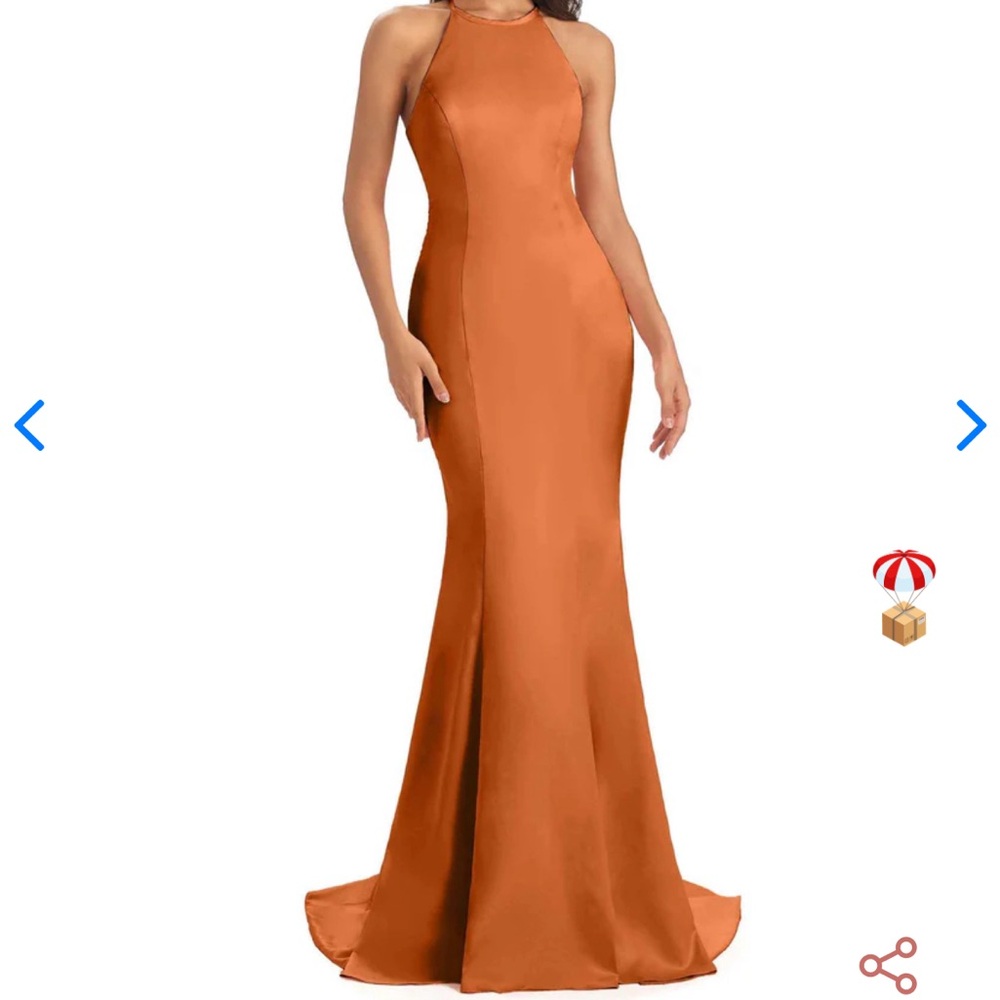 Long Mermaid Bridesmaid Dress Orange